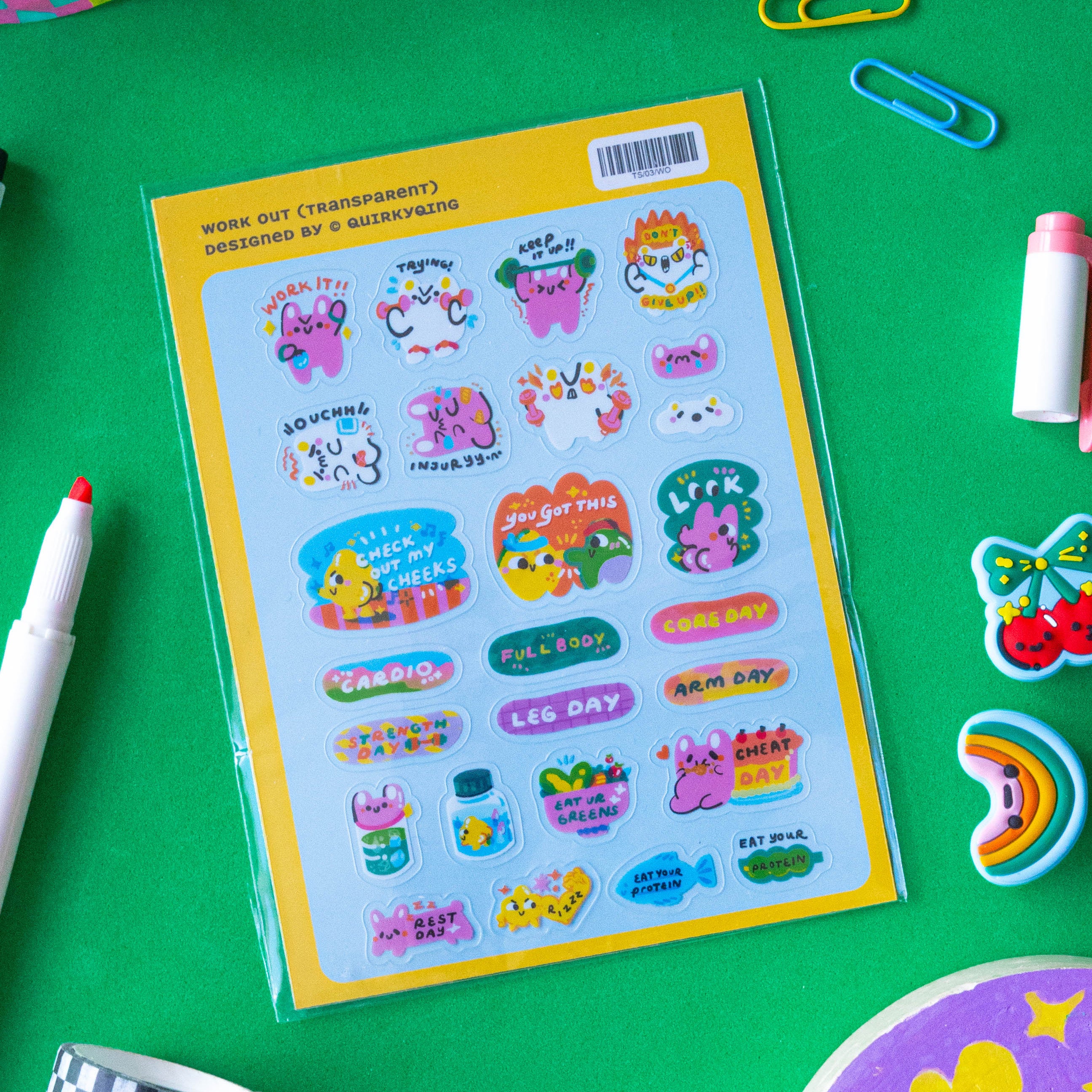 QUIRKYQING Transparent Sticker Work Out