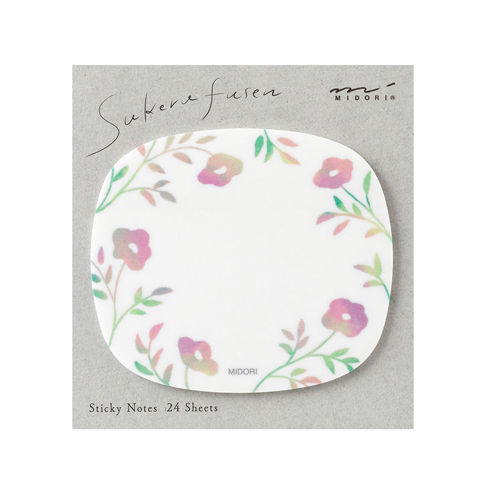 MIDORI Sticky Notes Transparency Flower Pink
