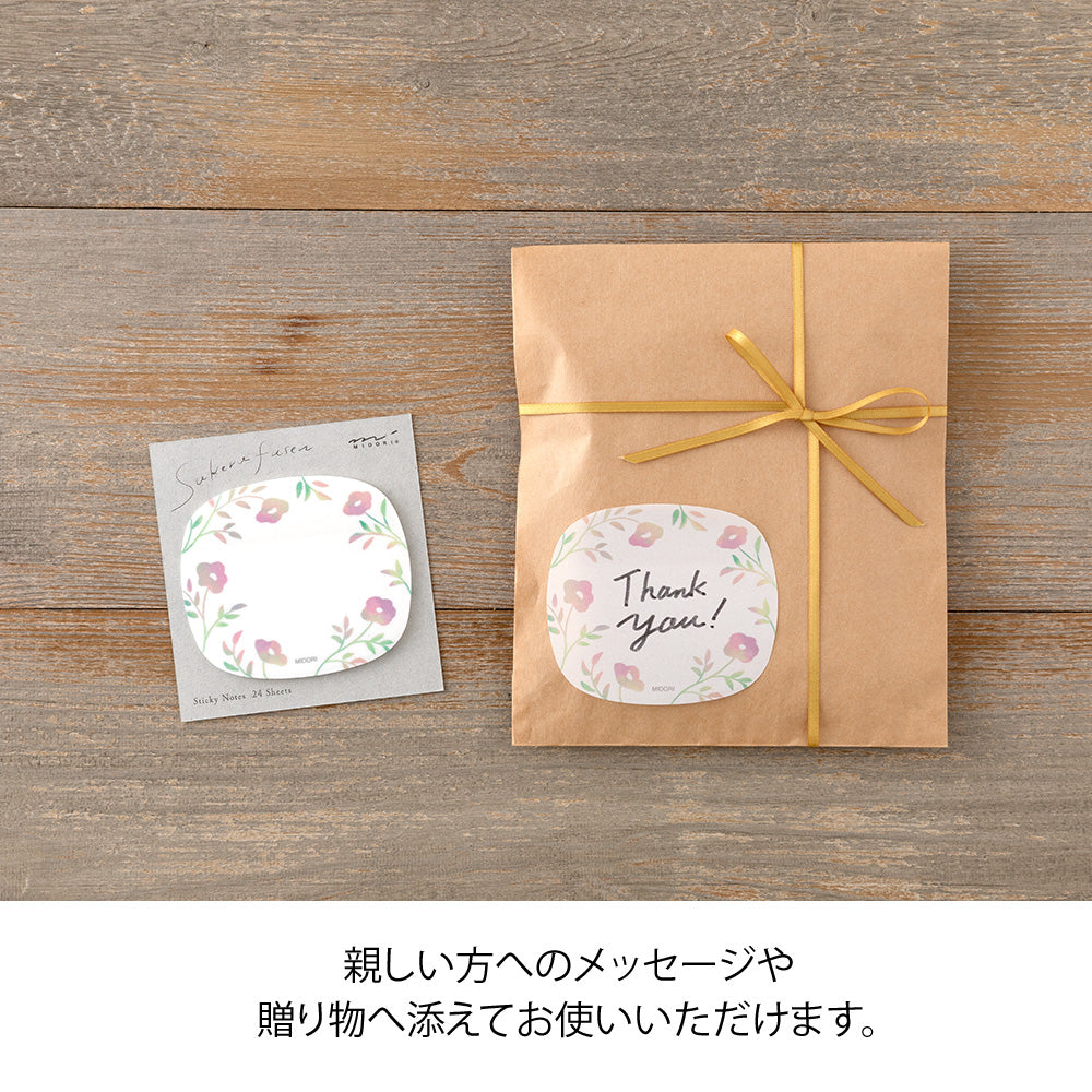 MIDORI Sticky Notes Transparency Flower Pink