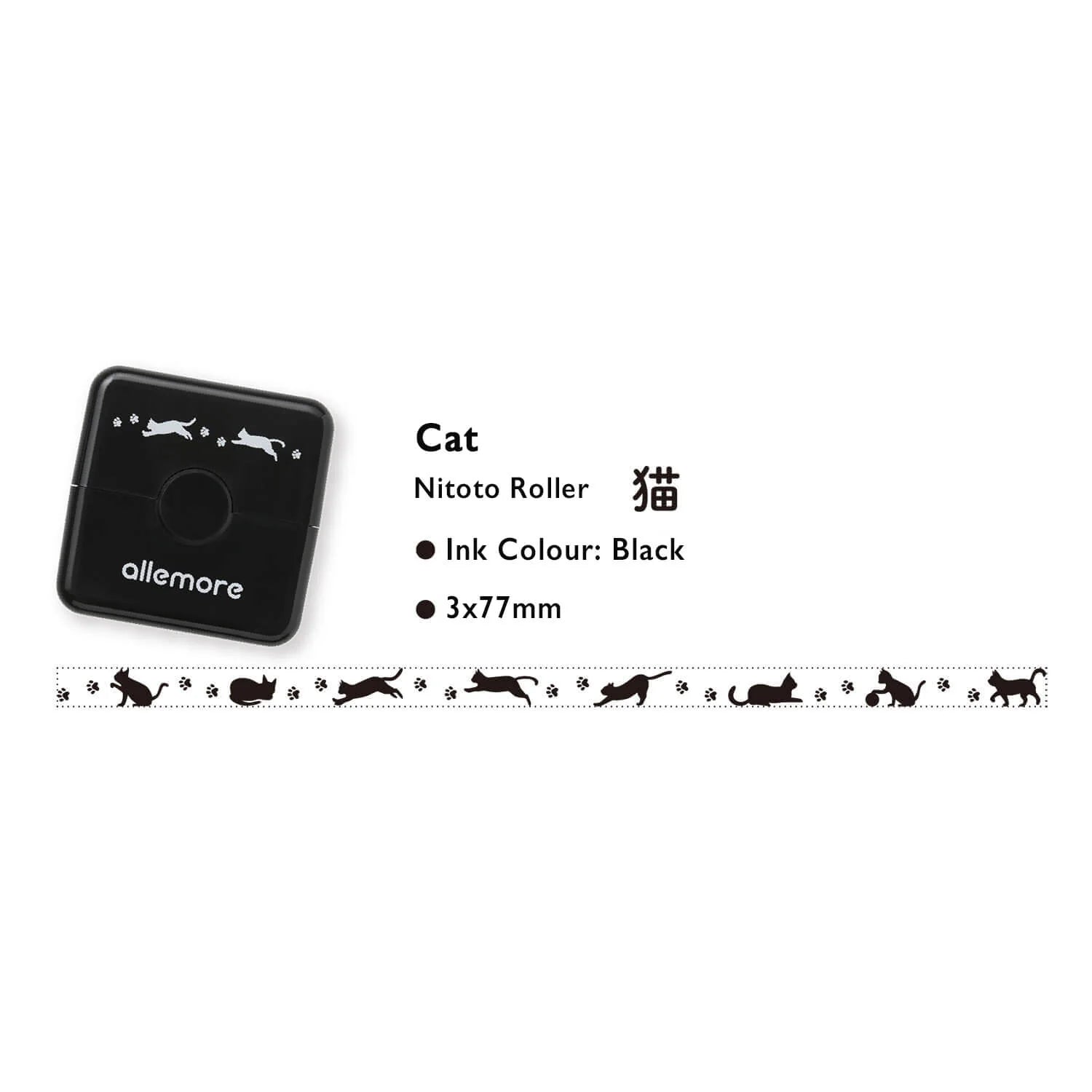 SHACHIHATA Nototo Roller Stamp Black Ink- Cat