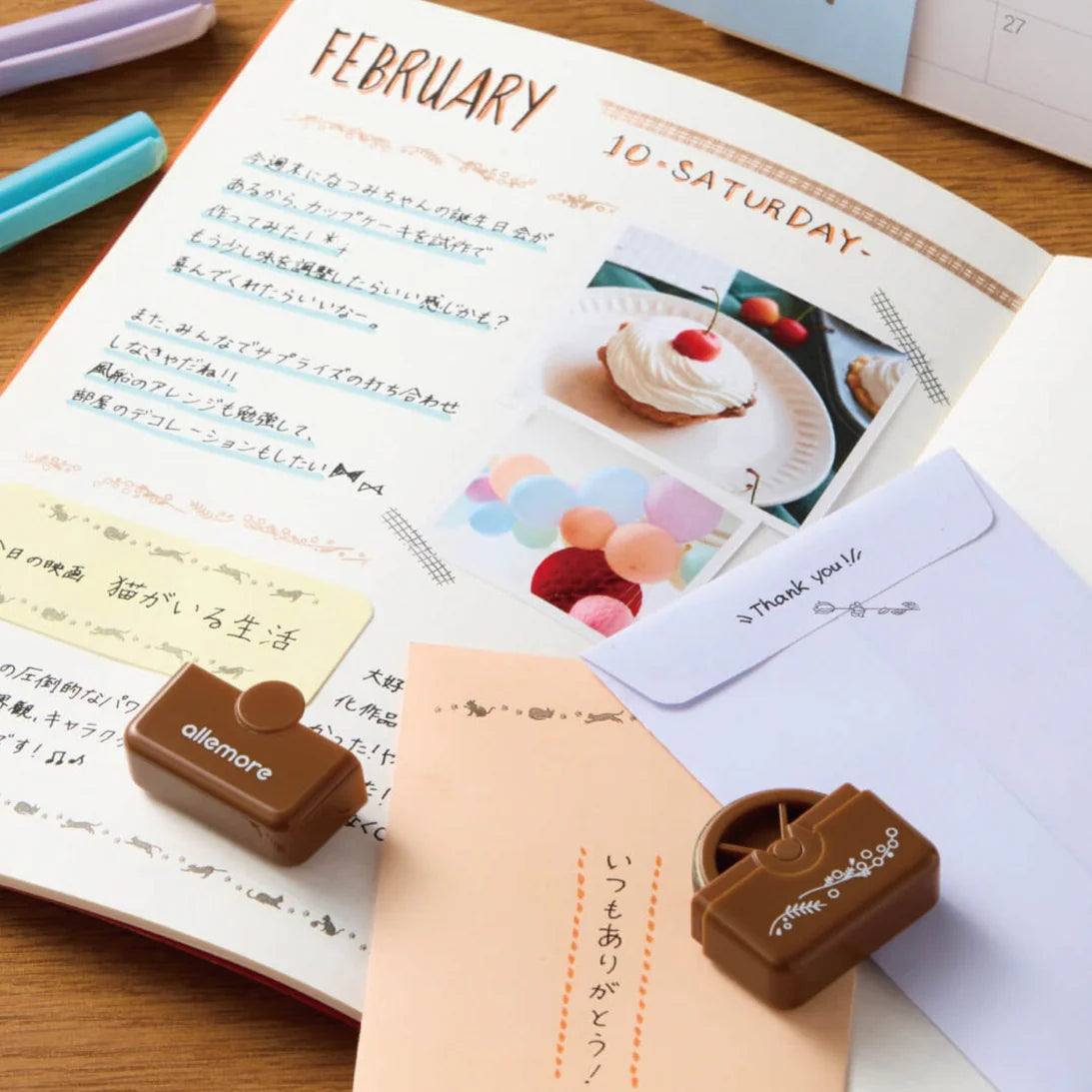 SHACHIHATA Nototo Roller Stamp Brown Ink- Mimosa