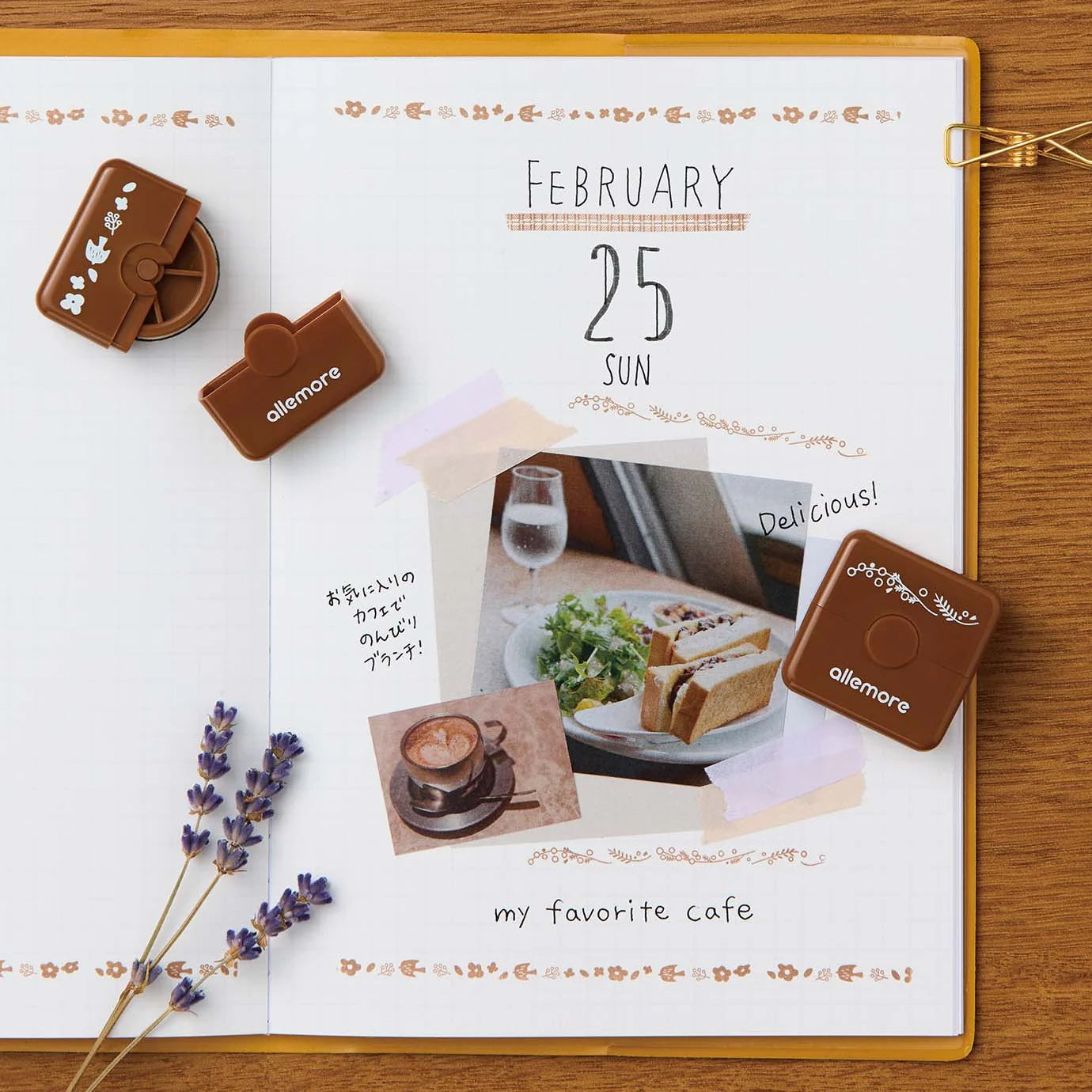 SHACHIHATA Nototo Roller Stamp Brown Ink- Mimosa