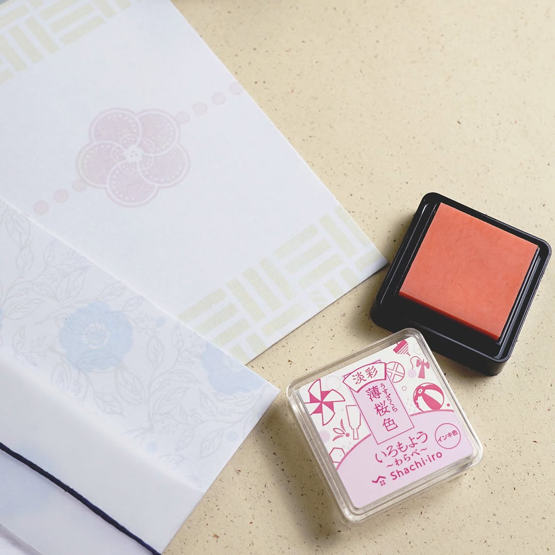 SHACHIHATA Iromoyo Warabe Mini Ink Pad Pale Colour Light Sakura