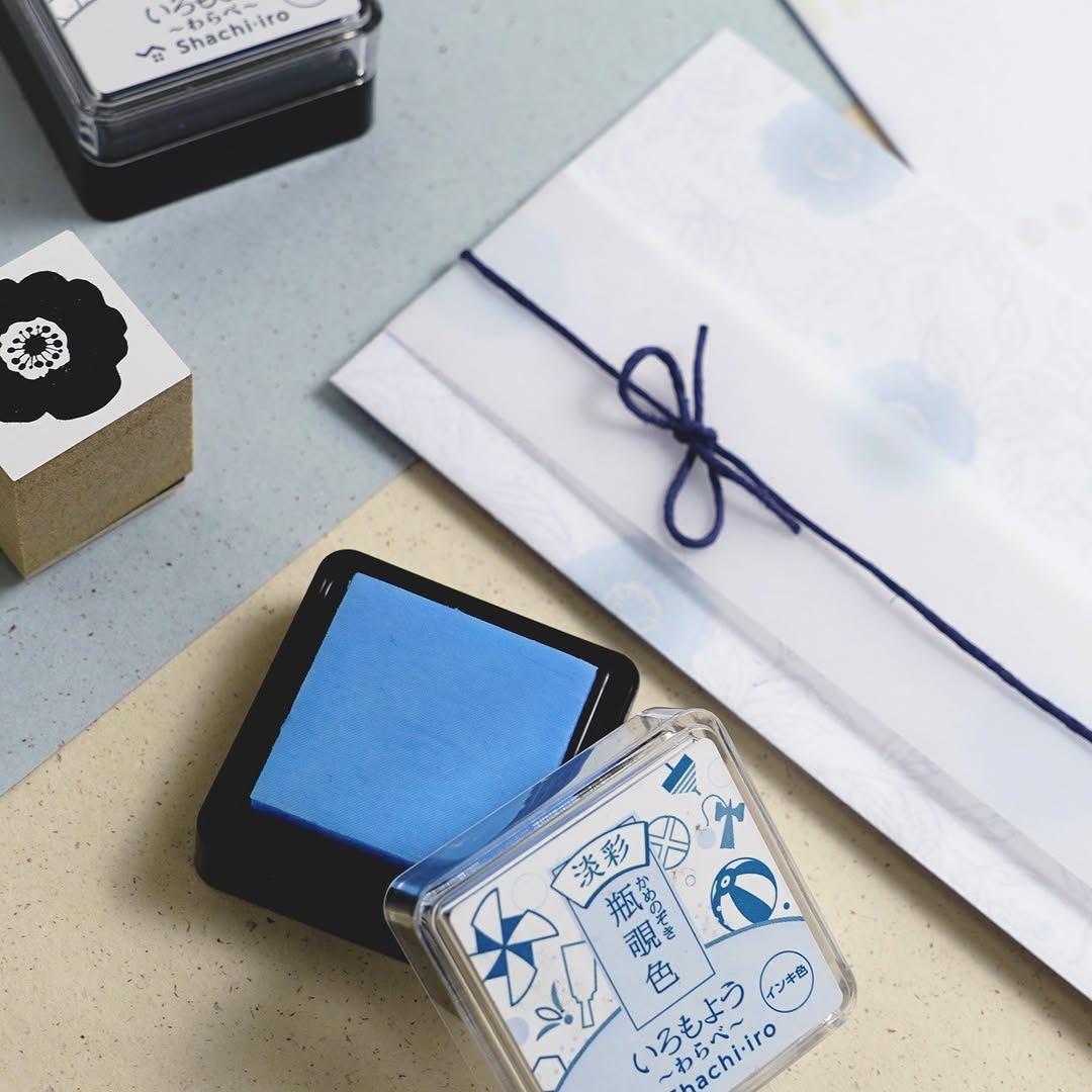 SHACHIHATA Iromoyo Warabe Mini Ink Pad Pale Colour Light Pale Blue