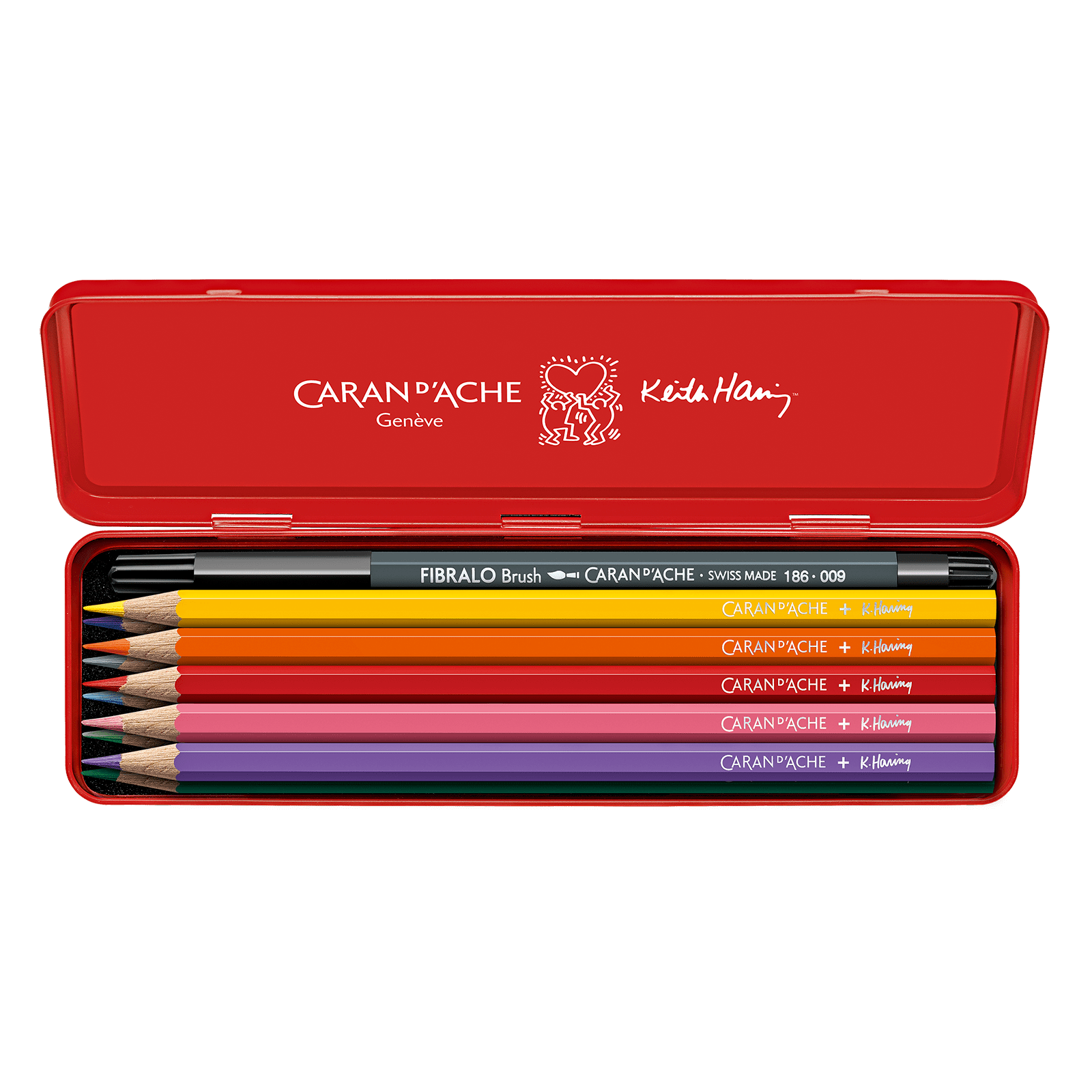 CARAN D'ACHE x Keith Haring Colour Set w/ 10 Water Soluble Colours & 1 Black Fibralo Brush