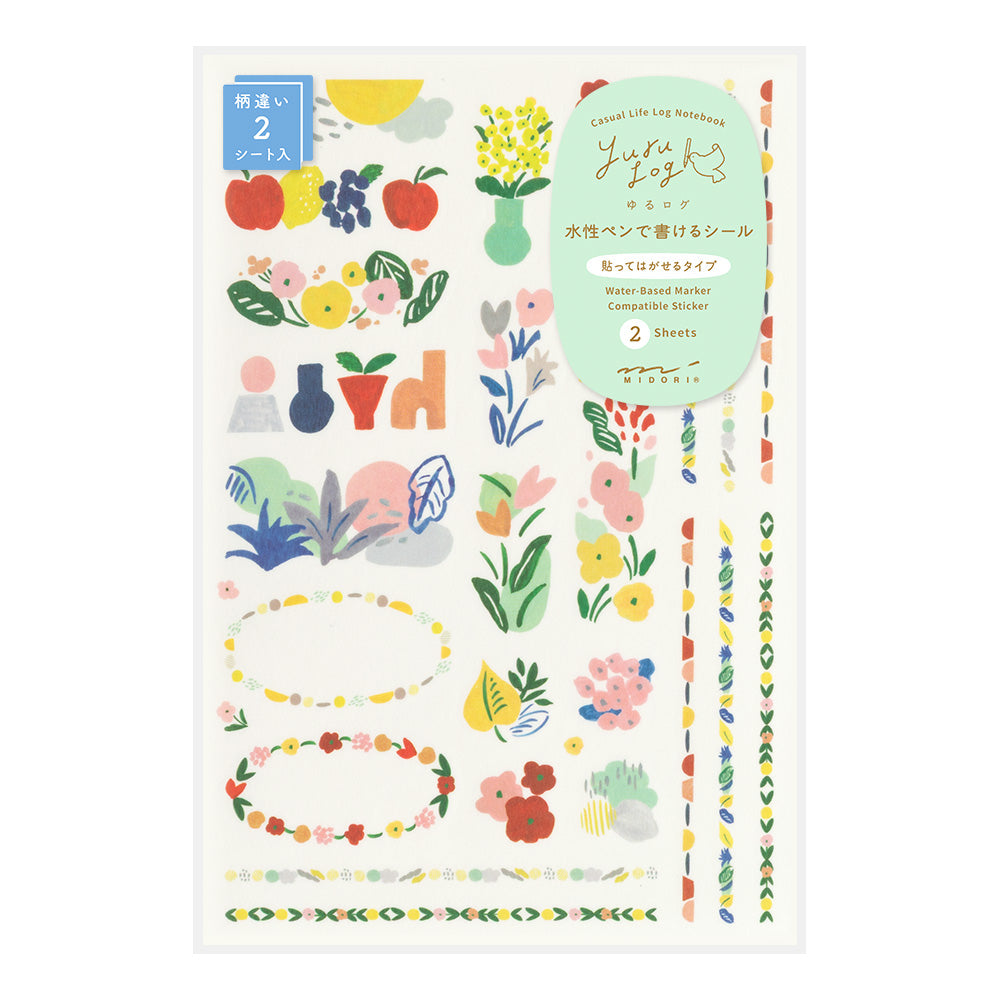 MIDORI Yuru Log Sticker 2-Sheets Motif Textile
