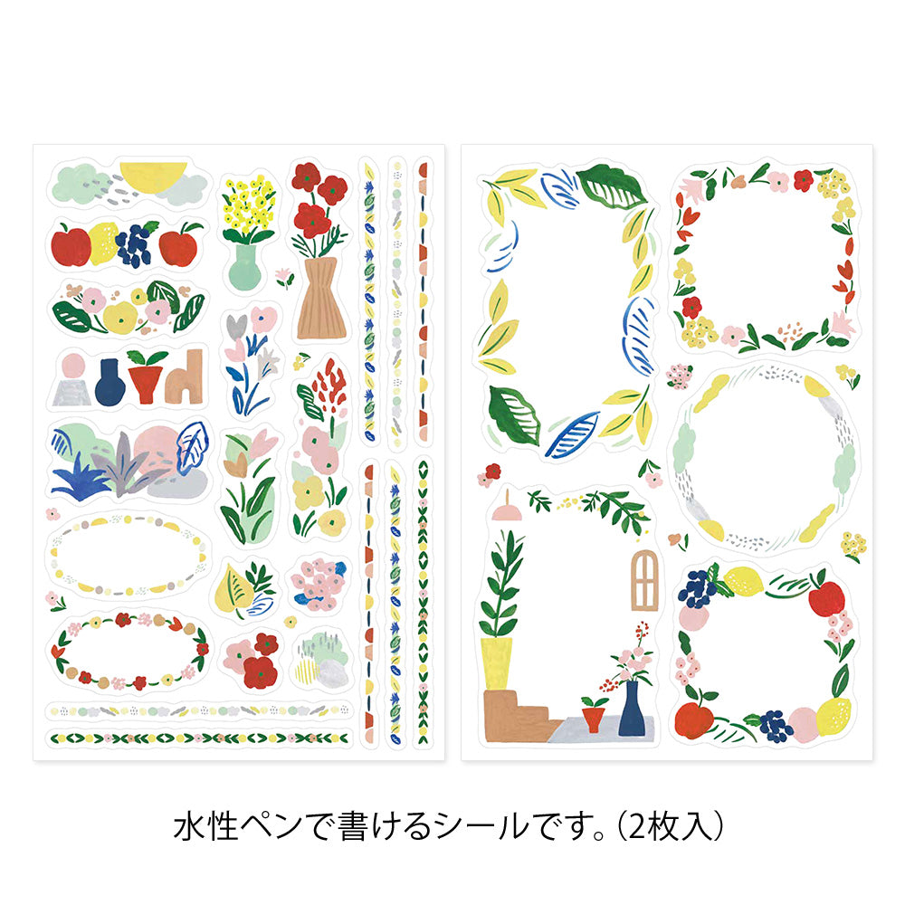 MIDORI Yuru Log Sticker 2-Sheets Motif Textile