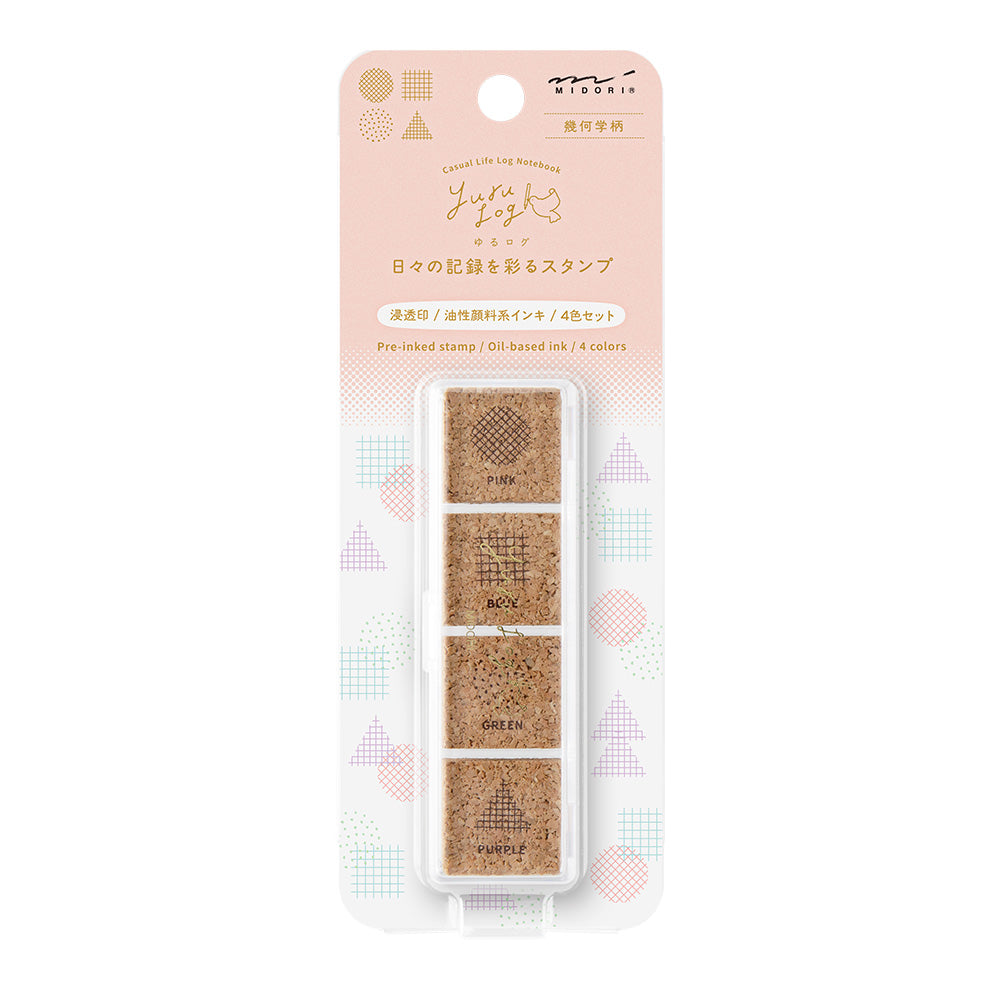 MIDORI Yuru Log Pre-Inked Stamp Geometry