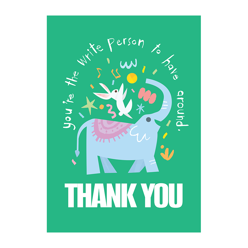 JIPPURI Card Thank You You're The Write Person To Have Around