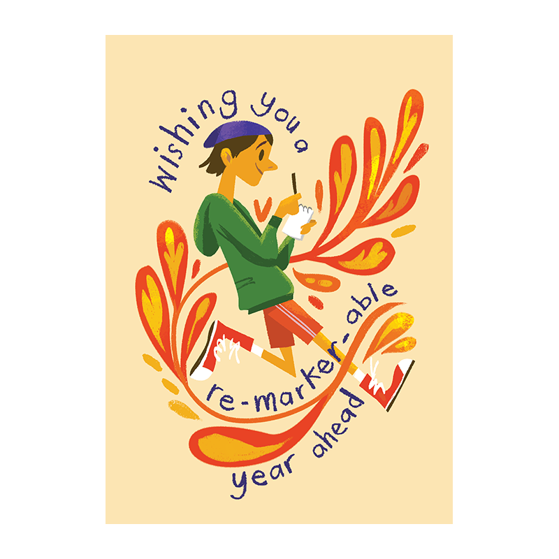 JIPPURI Card Birthday Wishing You A Re-Marker-Able Year Ahead