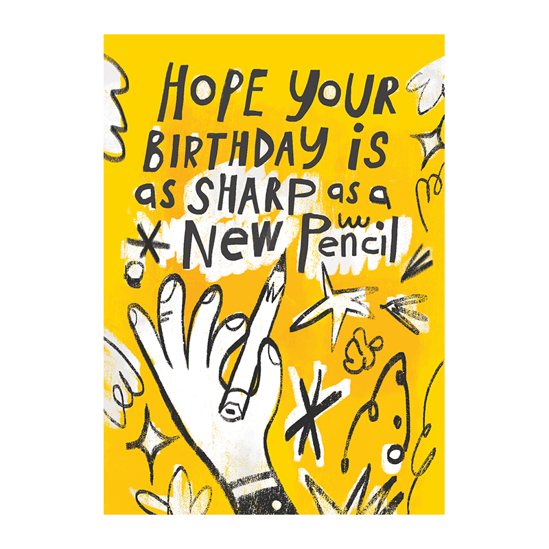JIPPURI Card Birthday Hope Your Birthday Is As Sharp As A New Pencil