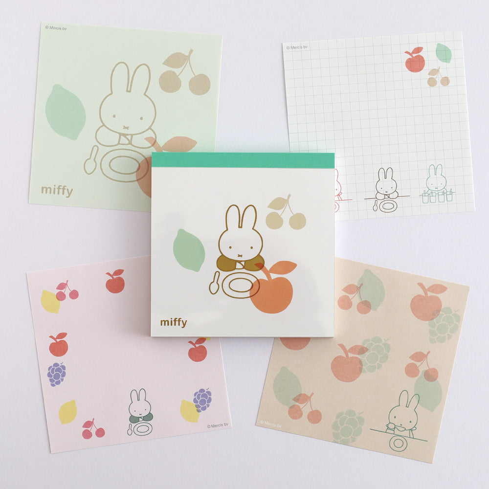 MIFFY x greenflash Memo Pad Square 10x10cm Color & Shape Fruits
