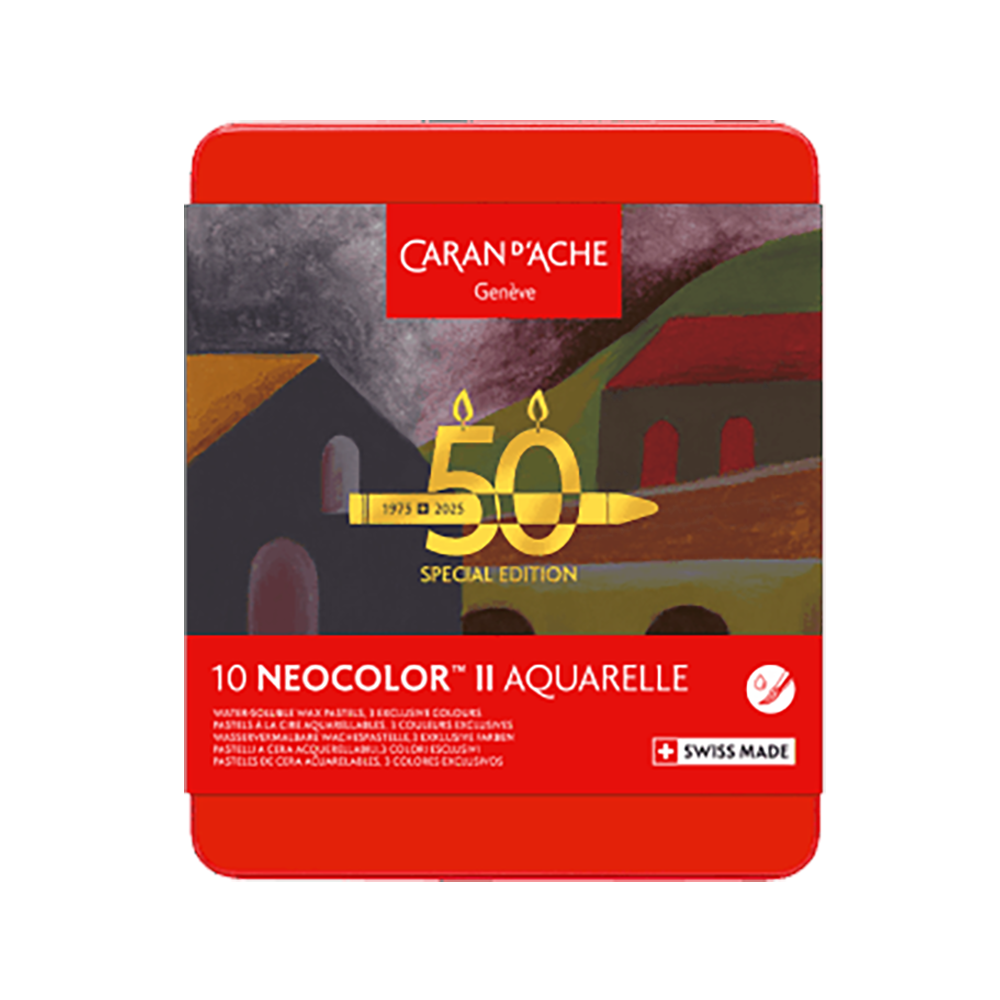 CARAN D'ACHE Neocolor II 50 Years Pastels Metal Box of 10 Dark