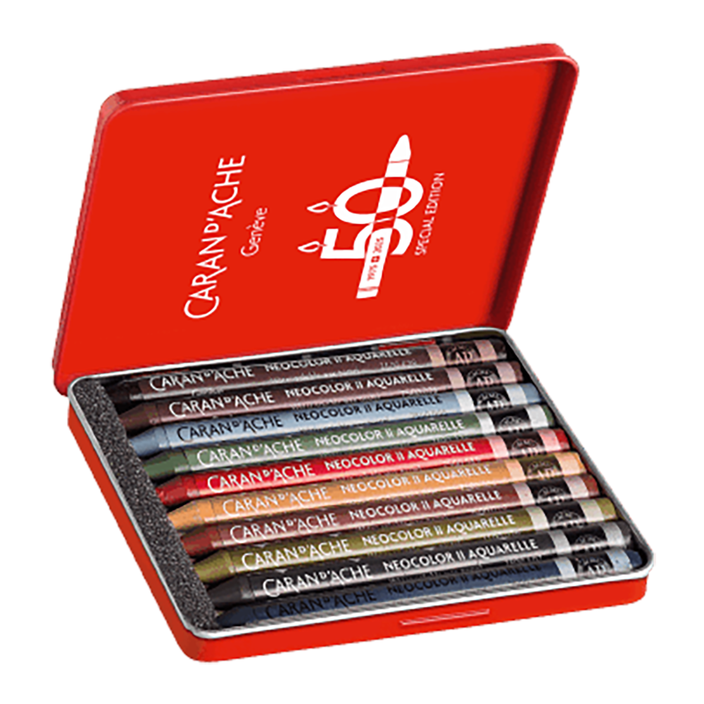 CARAN D'ACHE Neocolor II 50 Years Pastels Metal Box of 10 Dark