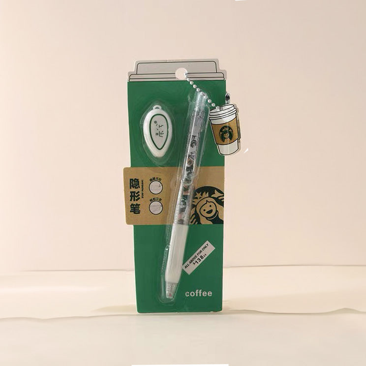 MORN SHINE Invisible Pen Coffee White/Cup with Sleeve