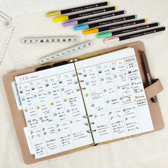 SHACHIHATA nototo 10 Mini Stamp Set Spending Log