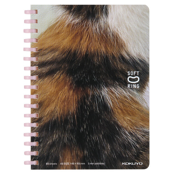 KOKUYO Soft Ring Notebook A6 5mm Grid Puni Puni Koneko Mike Kitty