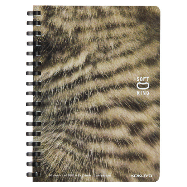 KOKUYO Soft Ring Notebook A6 5mm Grid Puni Puni Koneko Kijitora Kitty