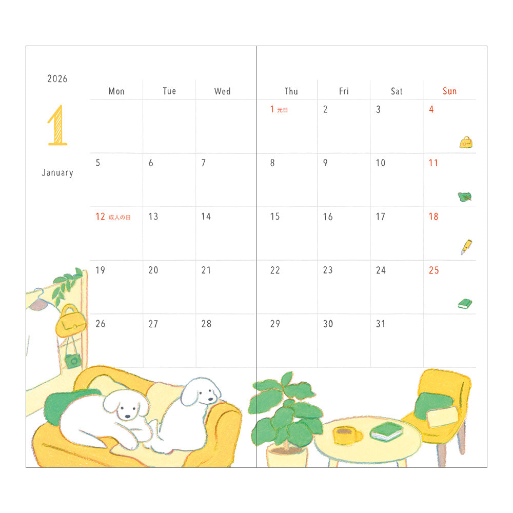 MIDORI 2026 Pocket Diary Slim Dog