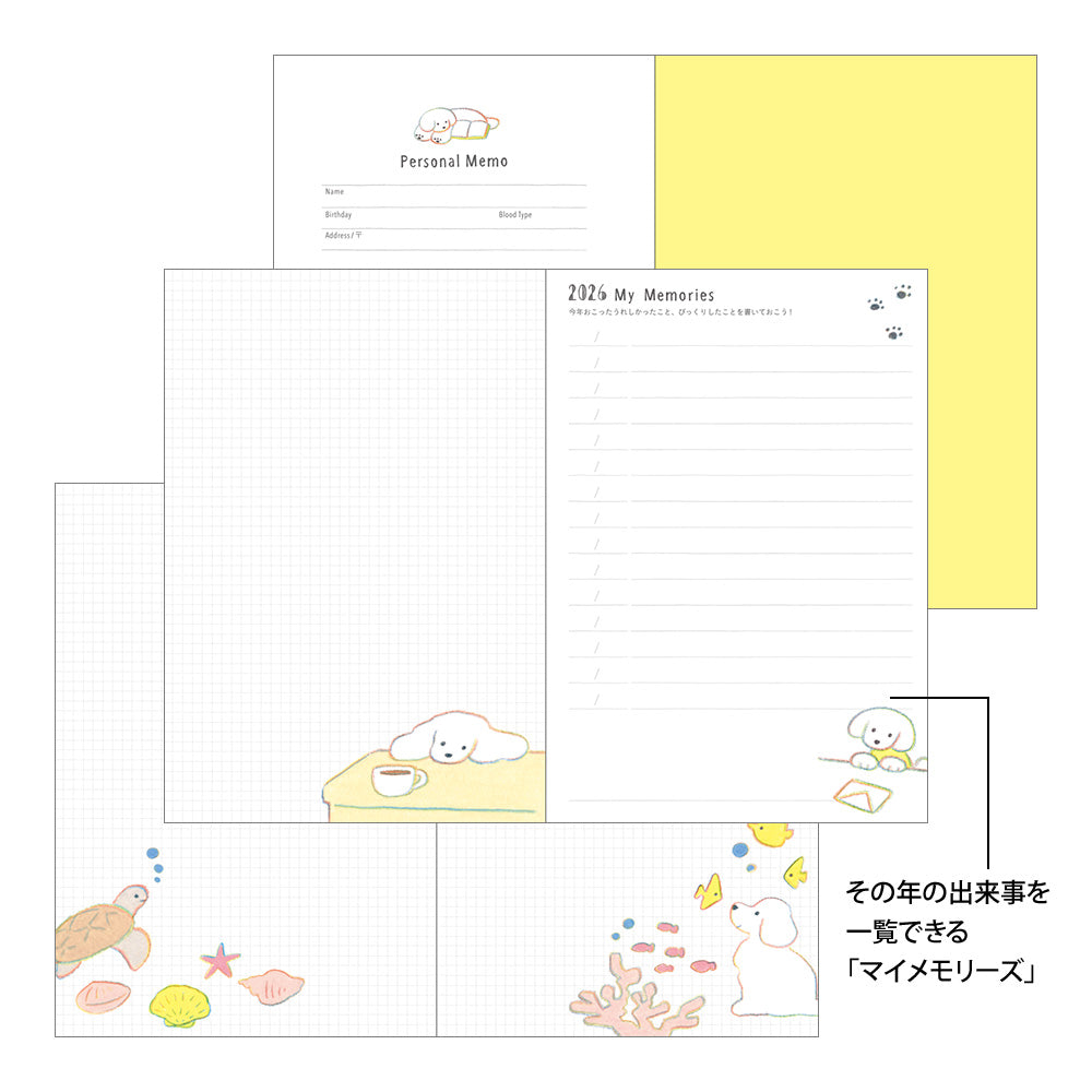 MIDORI 2026 Pocket Diary B6 Dog