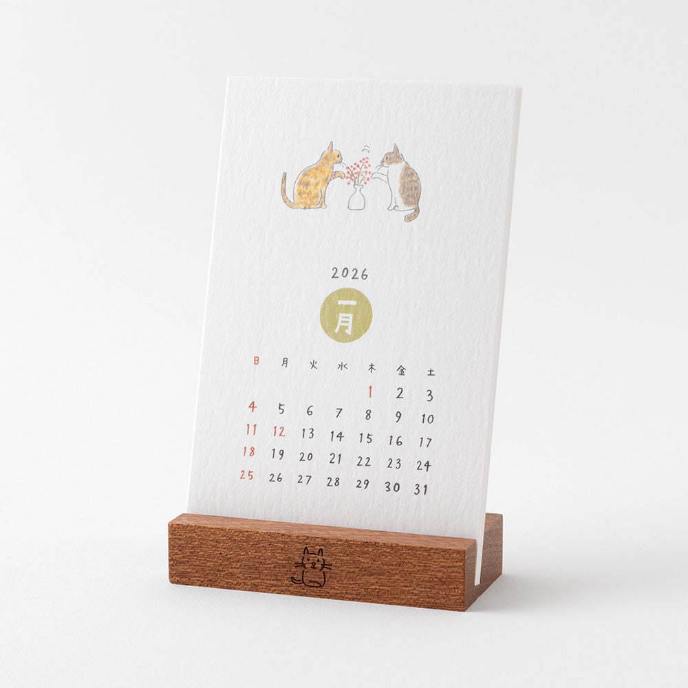 MIDORI 2026 Stand Calendar Cat