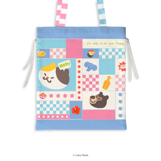 LOKAMADE Kawan-Haiwan Drawstring Tote Bag TTD01: Blue-tiful Bonds