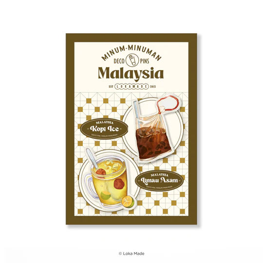 LOKAMADE Minum-minuman Deco Acrylic Pin IP02: Kopi Ice & Limau Asam