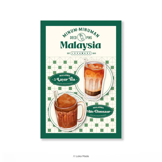 LOKAMADE Minum-minuman Deco Acrylic Pin IP05: 3 Layer Tea & Milo Dinosaur
