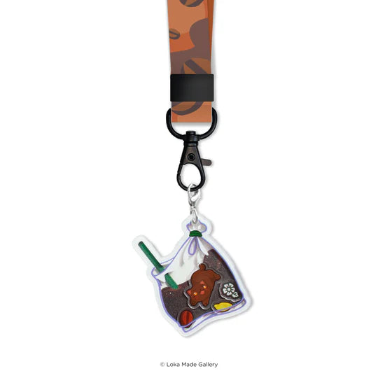 LOKAMADE Ikat Tepi Lanyard Short LYS404: Kopi Cats