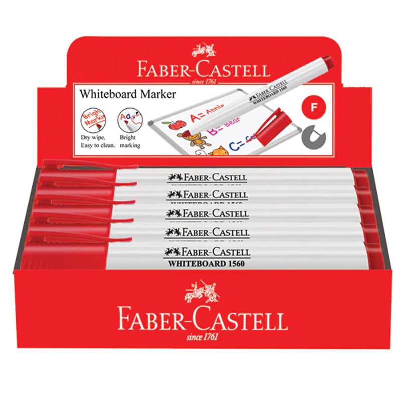 FABER-CASTELL Slim Whiteboard Marker Box of 10 156021 Red