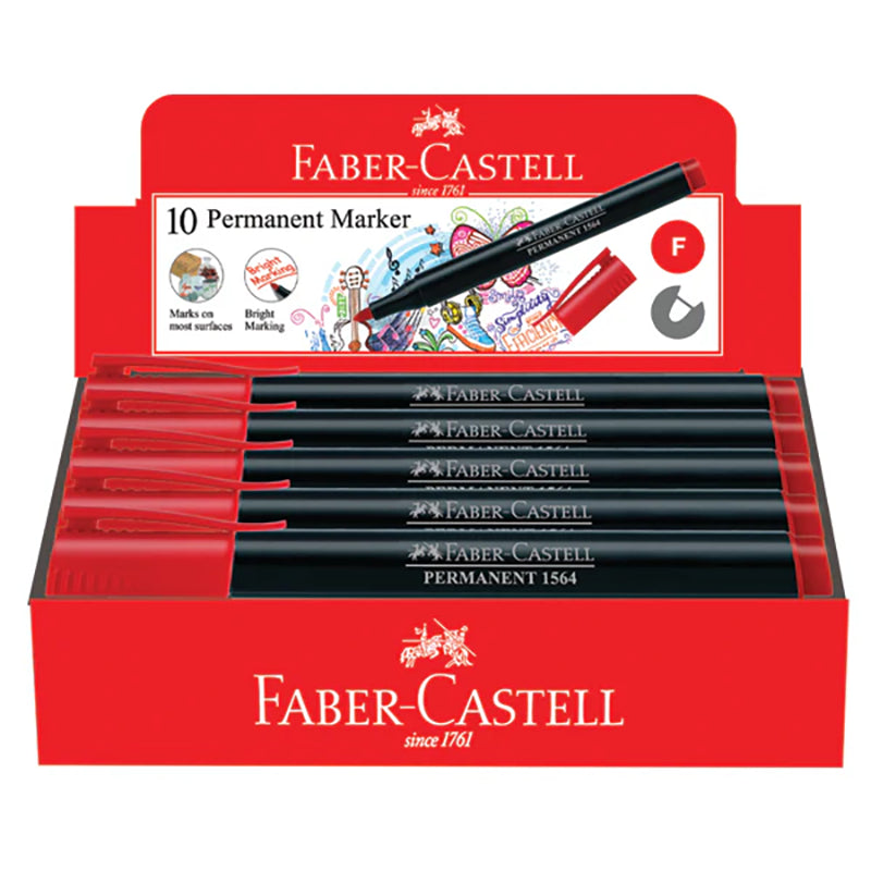 FABER-CASTELL Slim Permanent Marker Box of 10 156421 Red