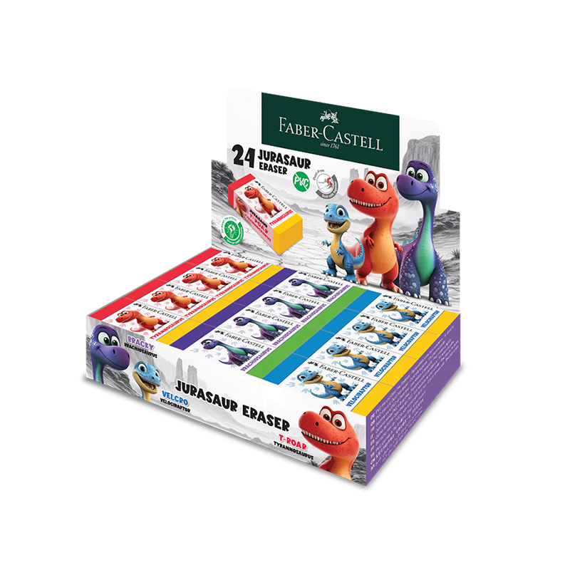 FABER-CASTELL Jurasaur PVC Free & Dust Free Eraser 583702 24s