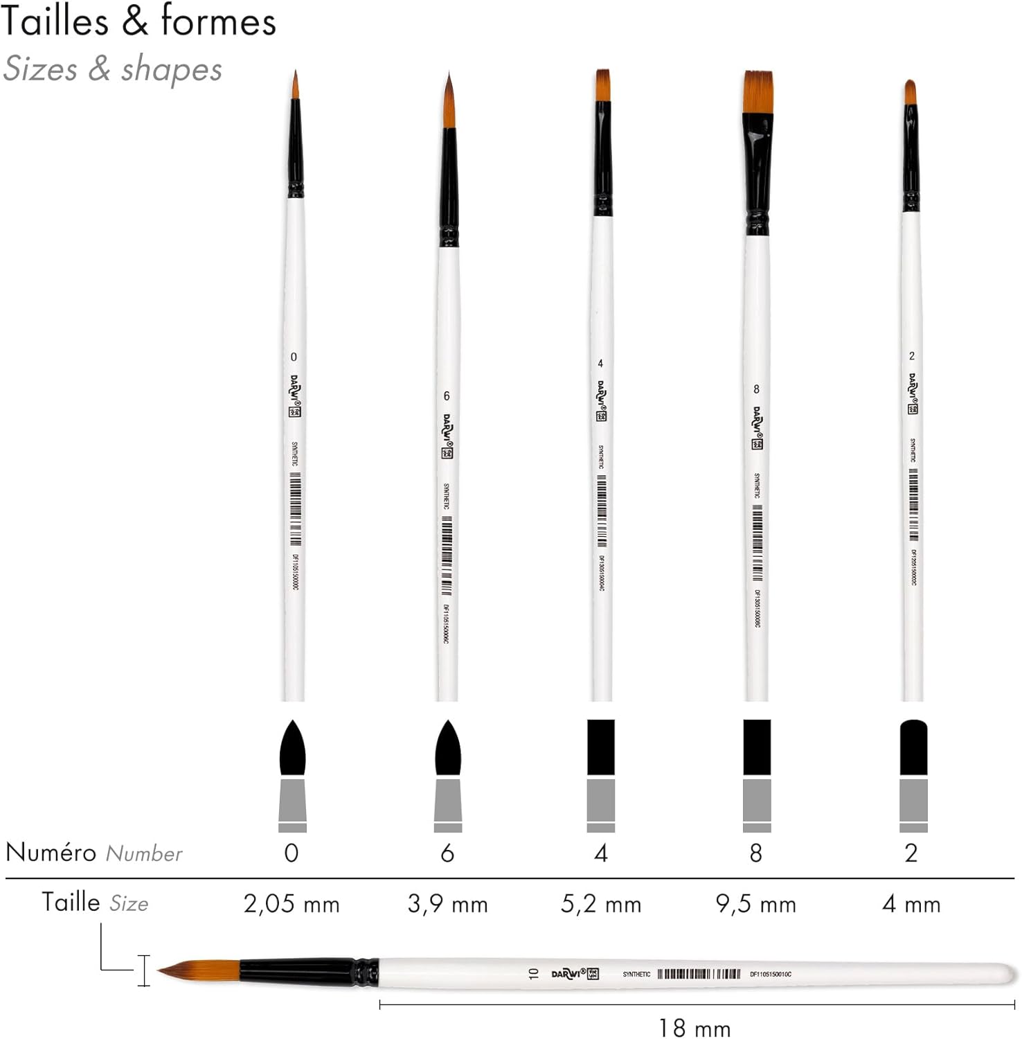 DARWI For You Set of 5 Thin Brushes