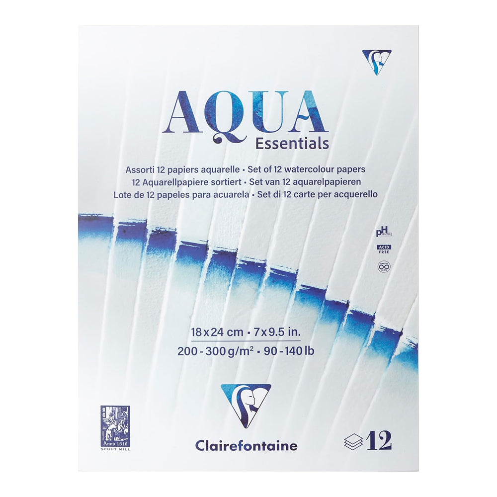 CLAIREFONTAINE Aqua Essentials Pad 12s 18x24cm