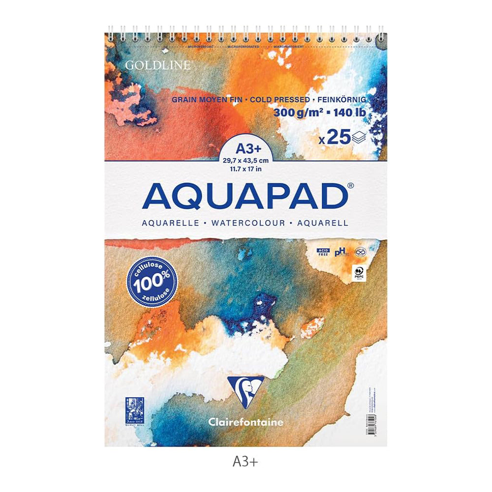 CLAIREFONTAINE Aquapad Wirebound 300g 25s A3+