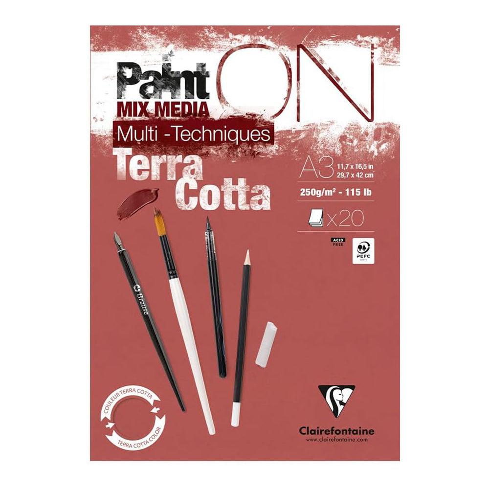 CLAIREFONTAINE Paint ON Pad 250g Terracotta 20s A3