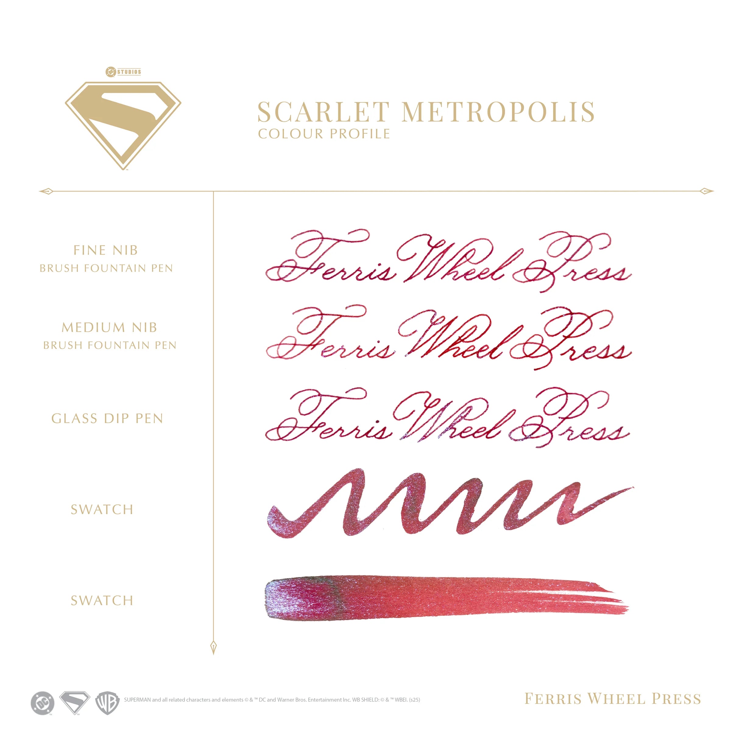 FERRIS WHEEL PRESS x Superman Fountain Pen Ink 28ml Scarlet Metropolis