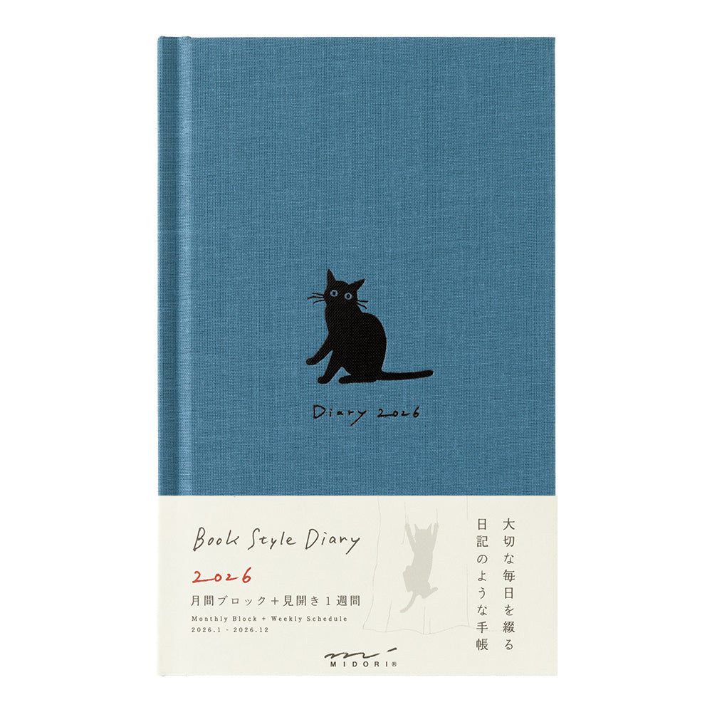 MIDORI 2026 Book Style Diary Cat B6 Navy