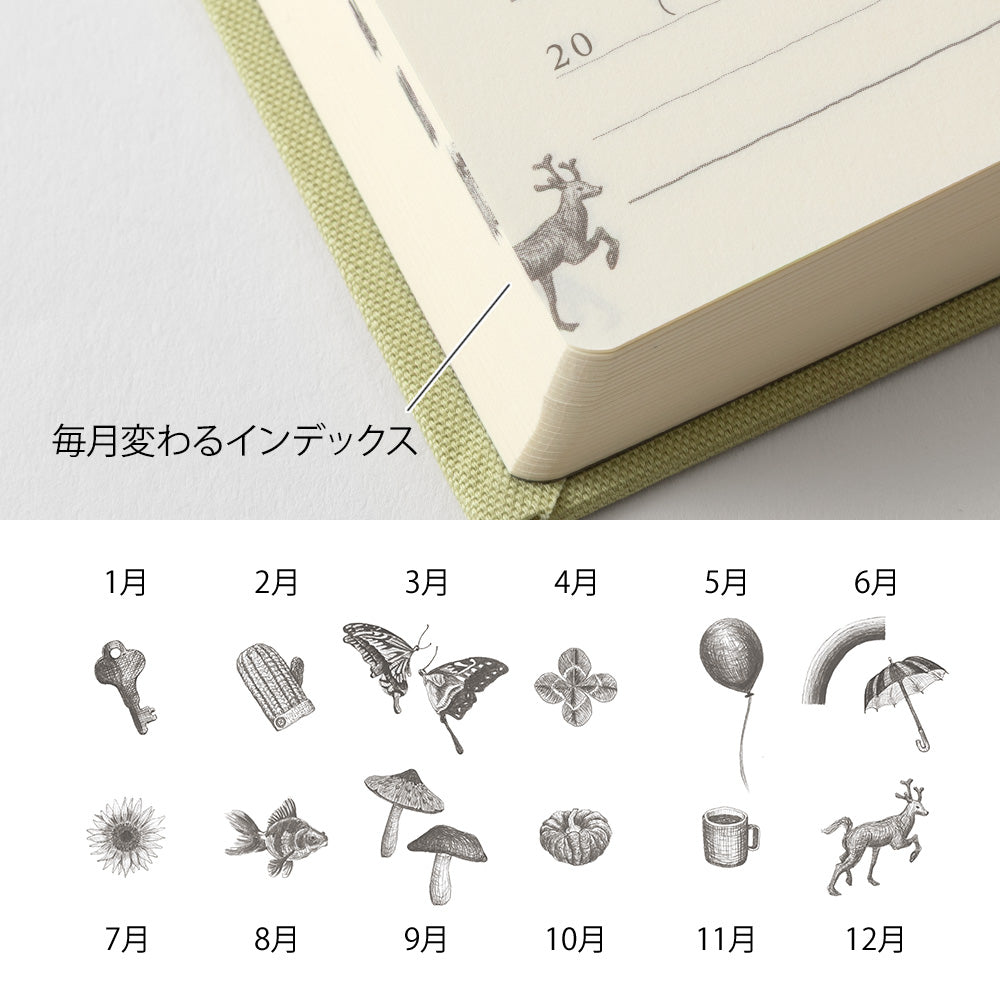 MIDORI Diary 5 Years Gate Mini Light Green