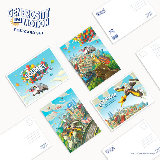 LOKAMADE Generosity in Motion Postcard Set MSPS07: 4 in 1 Collectible Set G