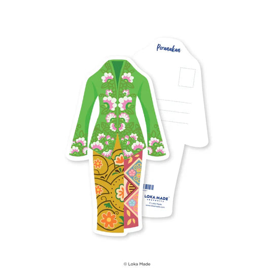 LOKAMADE Shaped Postcard MDP81: Jade Elegance Kebaya