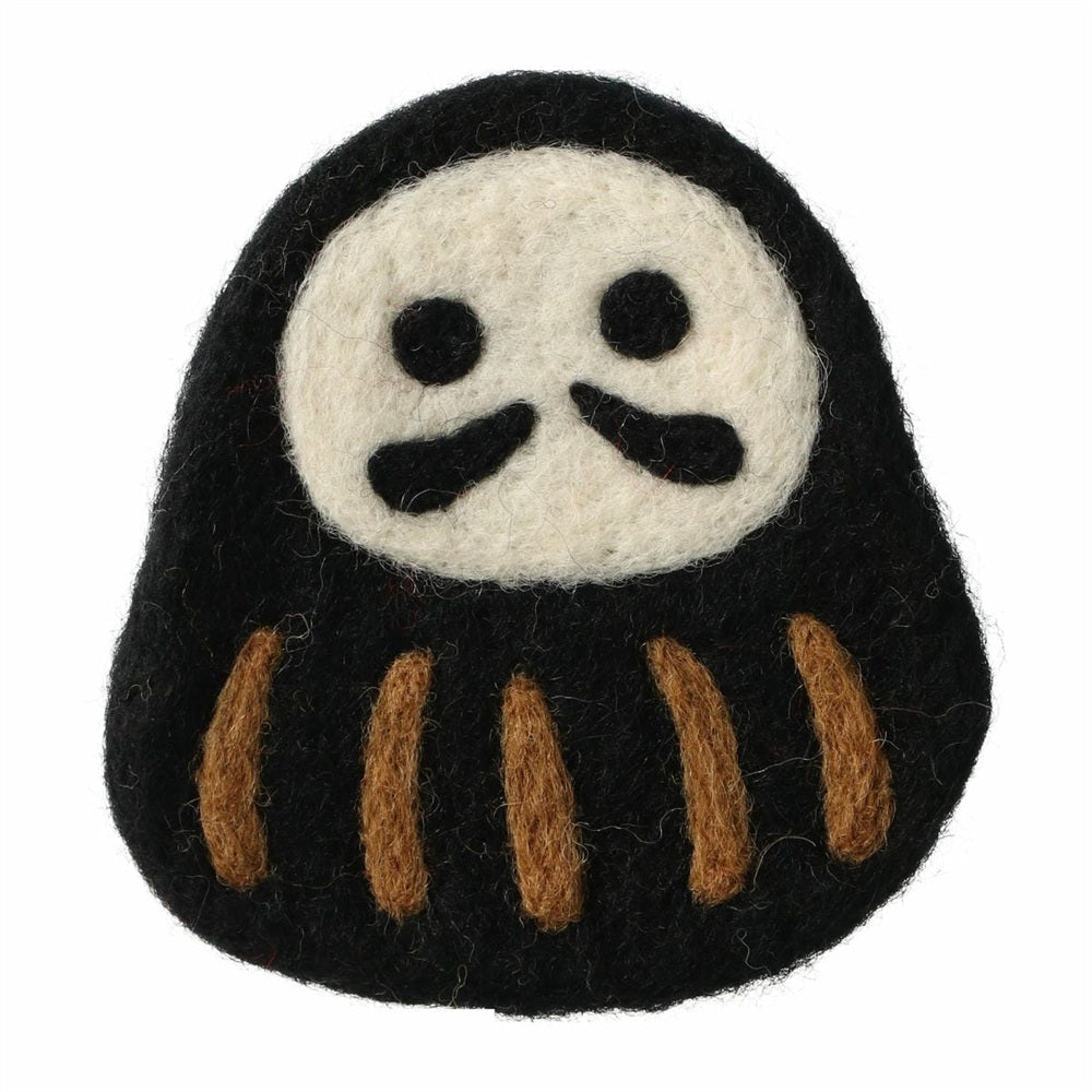 MARK'S Japan Fortune Motif Felt Coaster Daruma Black