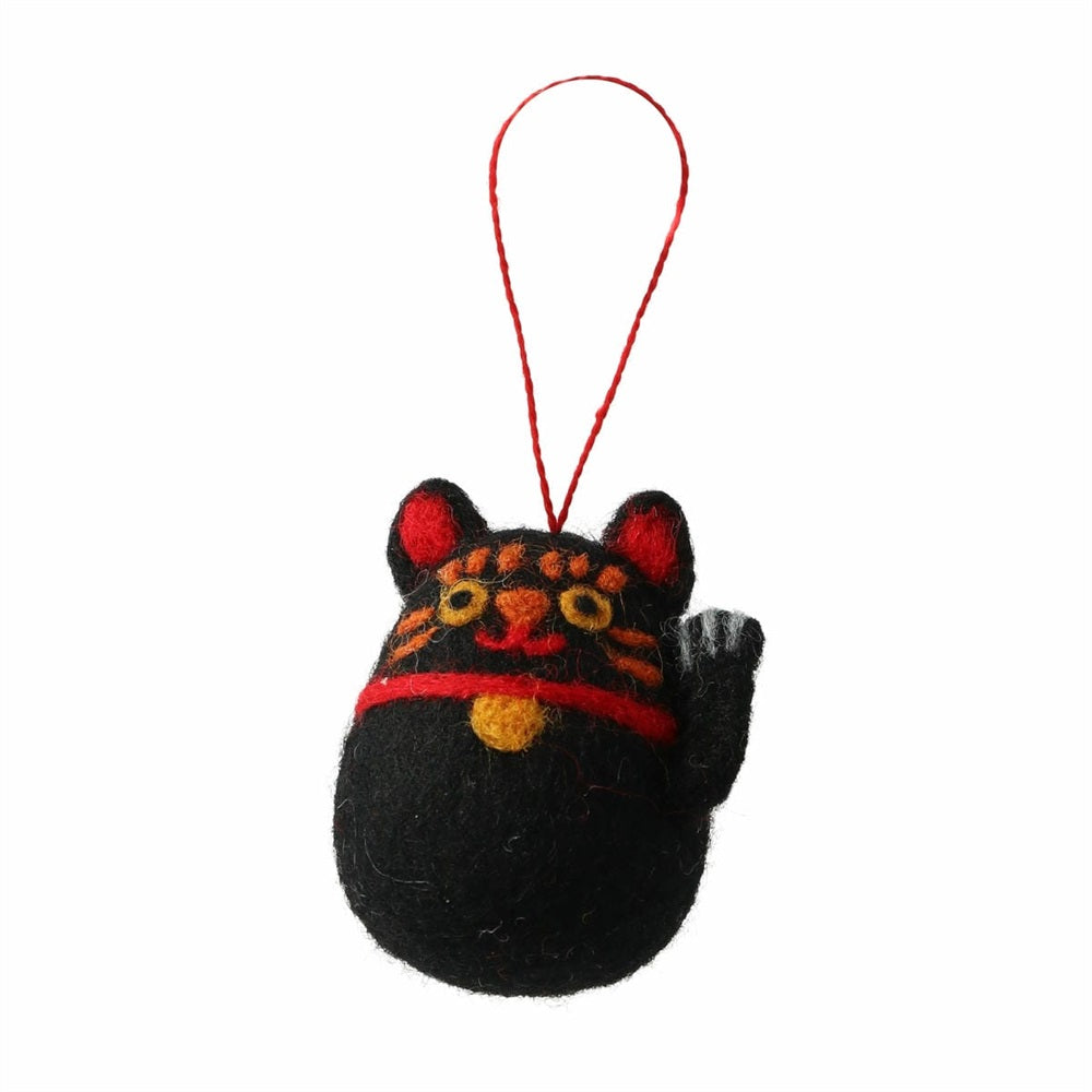MARK'S Japan Fortune Motif Felt Ornament Lucky Cat Black