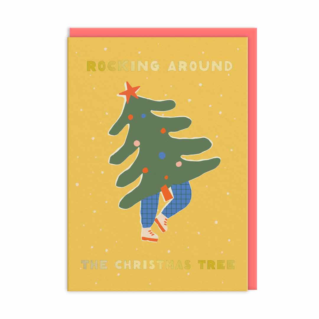 OHH DEER Card Christmas Rocking Around The Christmas Tree