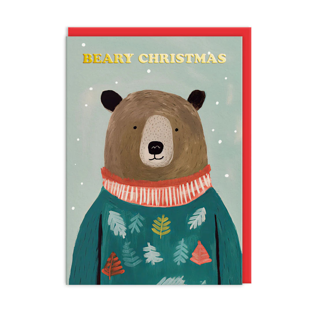 OHH DEER Card Christmas Festive Brown Bear