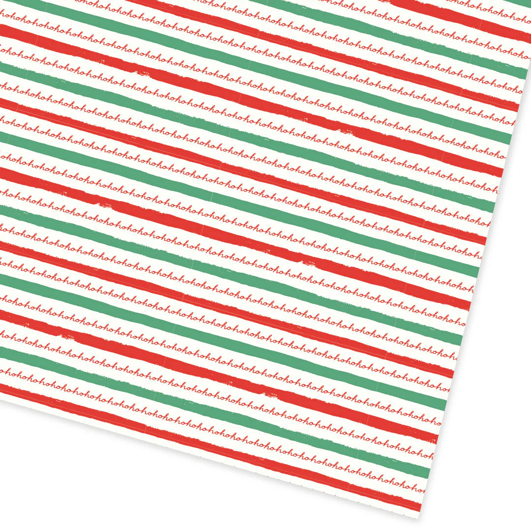 OHH DEER Ho Ho Ho Stripe Roll Wrap