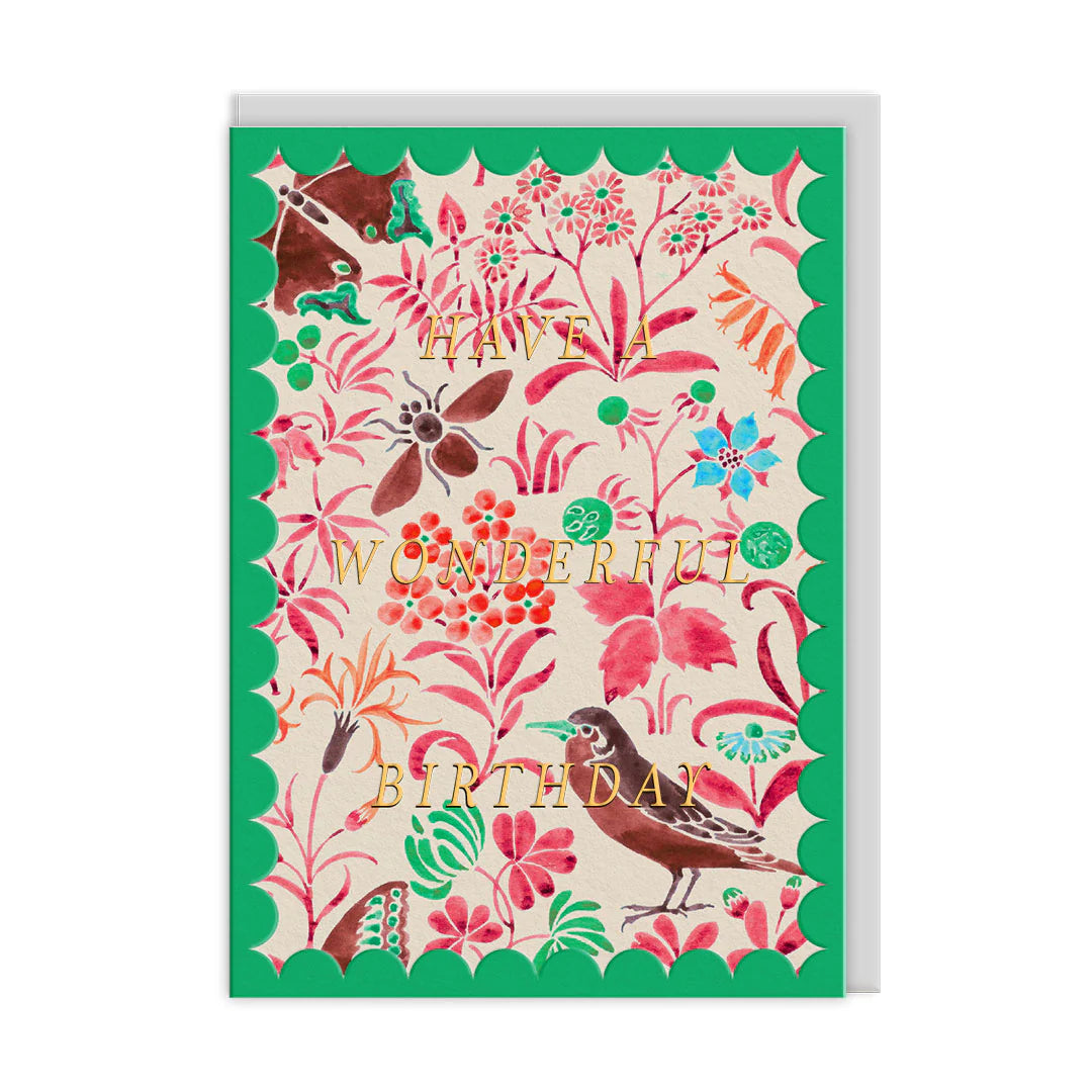 OHH DEER Card Scalloped Voysey Wildlife