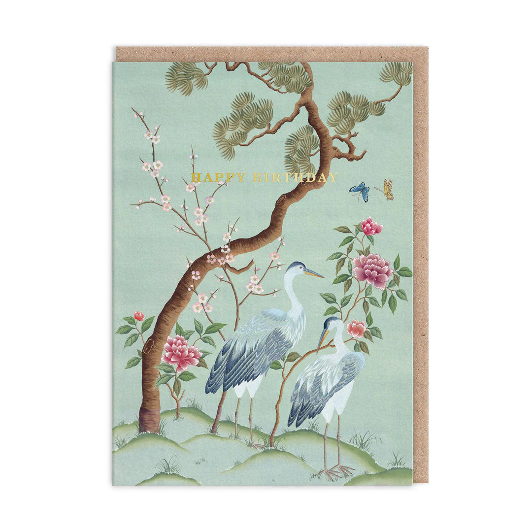 OHH DEER Card Birthday Heron Landscape