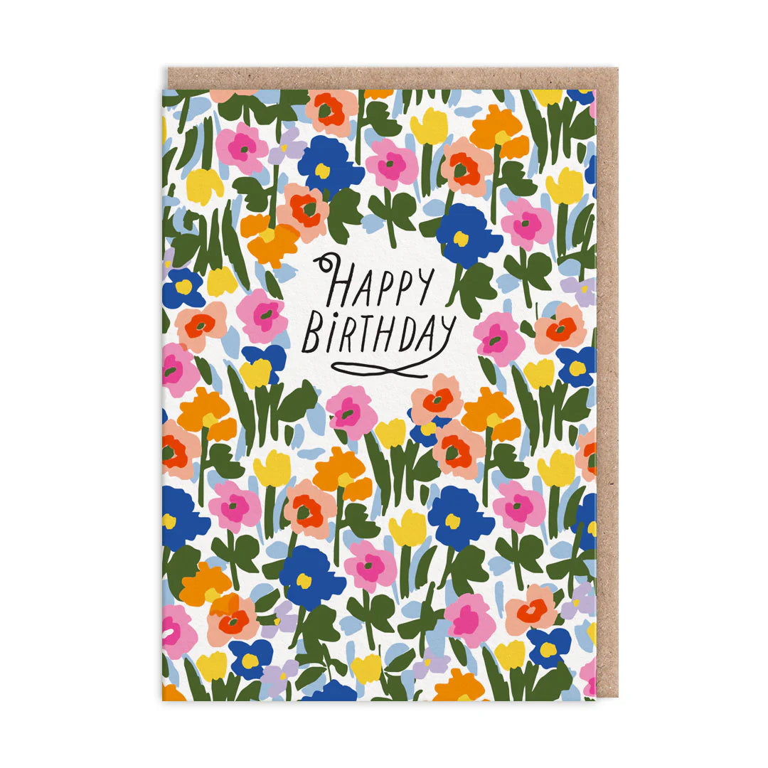 OHH DEER Card Birthday Meadow Flowers Happy Birthday
