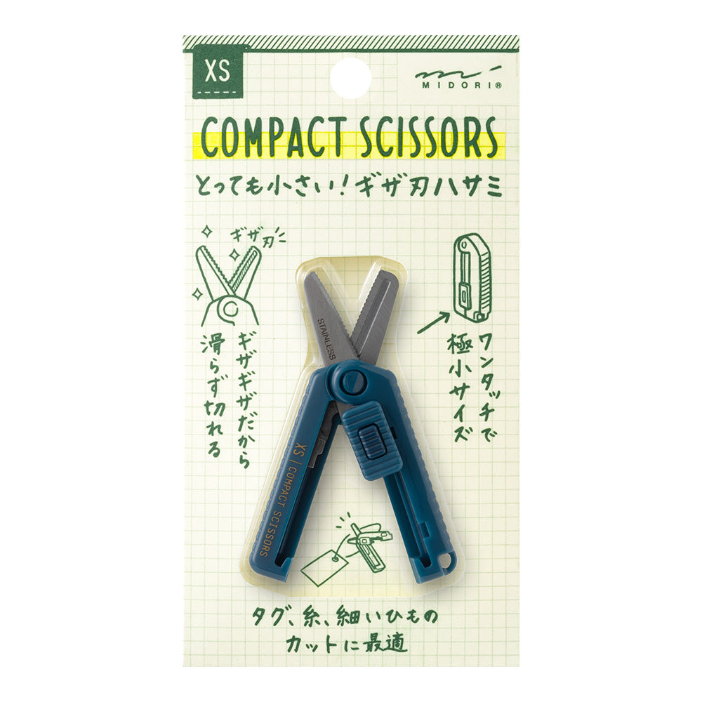 MIDORI XS Compact Scissors Serrated Navy Blue